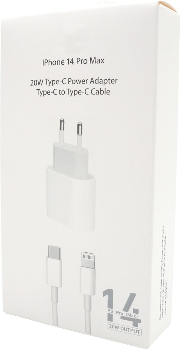 iPhone 14 Pro Max uyumlu 20W Type-C güç adaptörü ve Type-C kablo seti