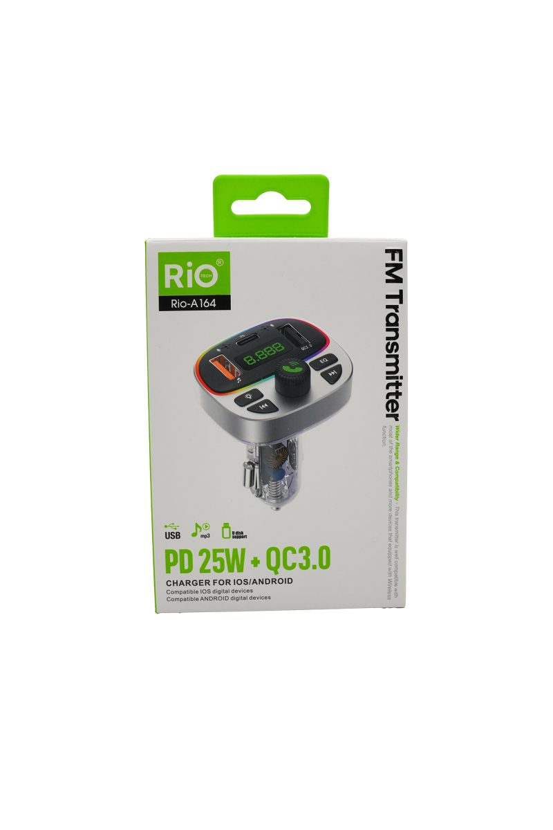 Rio Tech PD 25W QC3.0 FM Transmitter Çok Fonksiyonlu Araç Şarj Cihazı