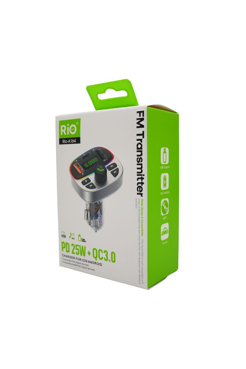 Rio Tech PD 25W QC3.0 FM Transmitter Çok Fonksiyonlu Araç Şarj Cihazı