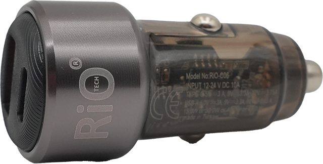 Rio Tech RIO-C06 Hızlı Araç Şarj Cihazı USB-C PD ve QC3.0 Destekli