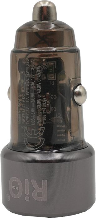 Rio Tech RIO-C06 Hızlı Araç Şarj Cihazı USB-C PD ve QC3.0 Destekli