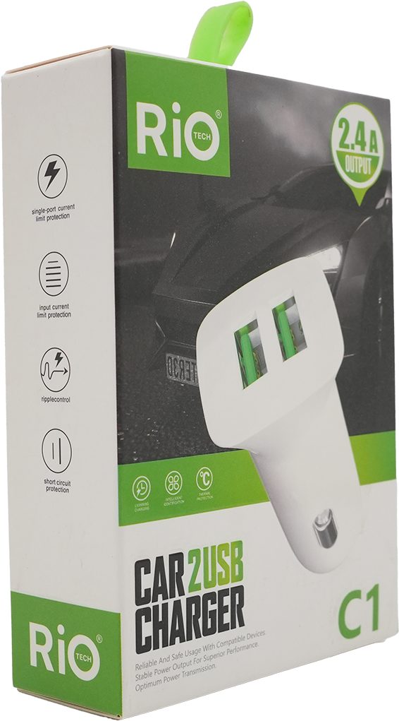 Rio Tech Çift USB Araç Şarj Cihazı 2.4A Hızlı Ve Güvenli Şarj