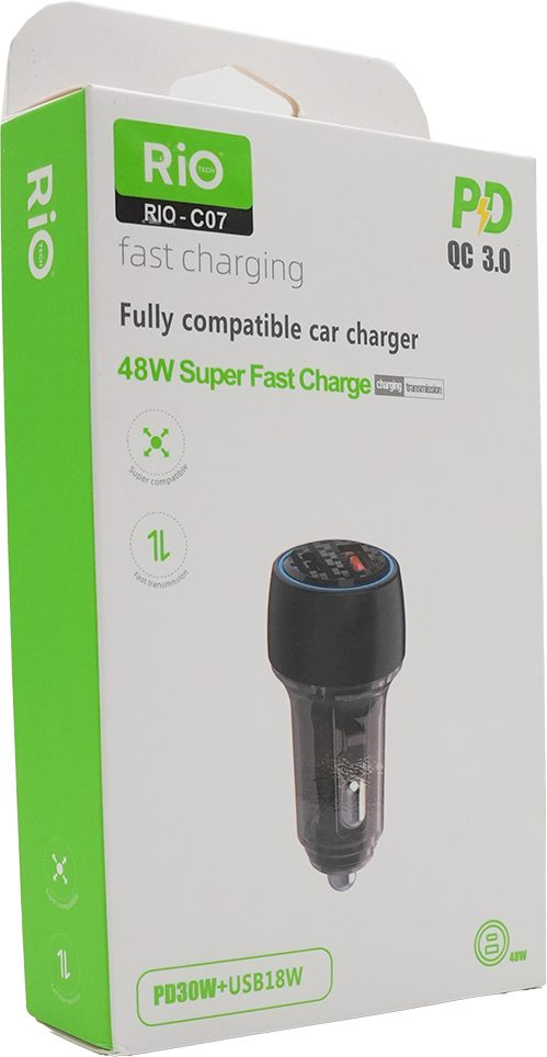 Rio Tech RIO-C07 48W Hızlı Araç Şarj Cihazı PD 3.0 QC 3.0