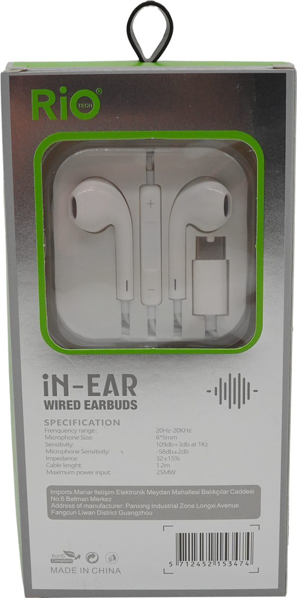Rio Tech i15 In-Ear Kablolu Kulaklık Beyaz USB-C