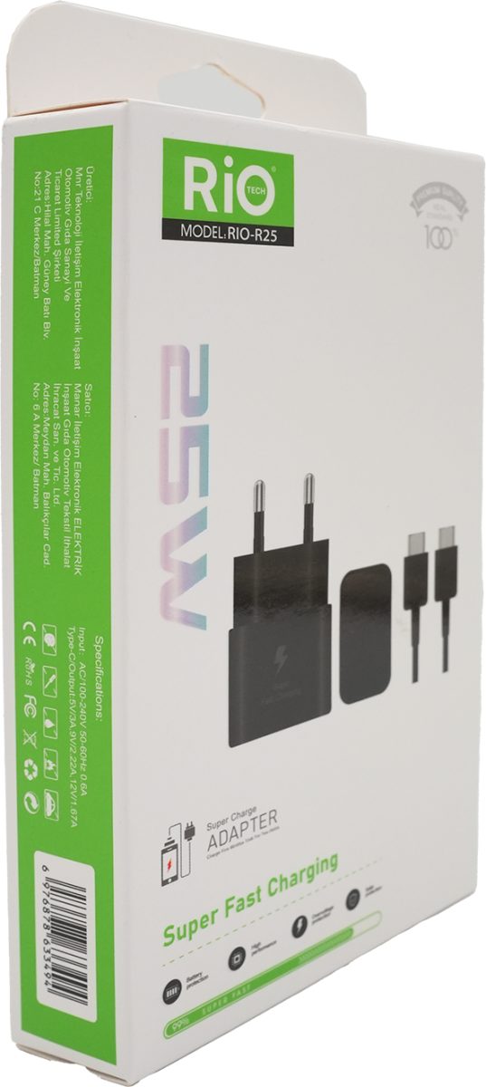 25W Hızlı Şarj Adaptörü ve TYPE-C Kablo Seti