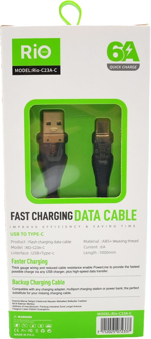 USB to Type-C Hızlı Şarj ve Veri Kablosu 1000mm