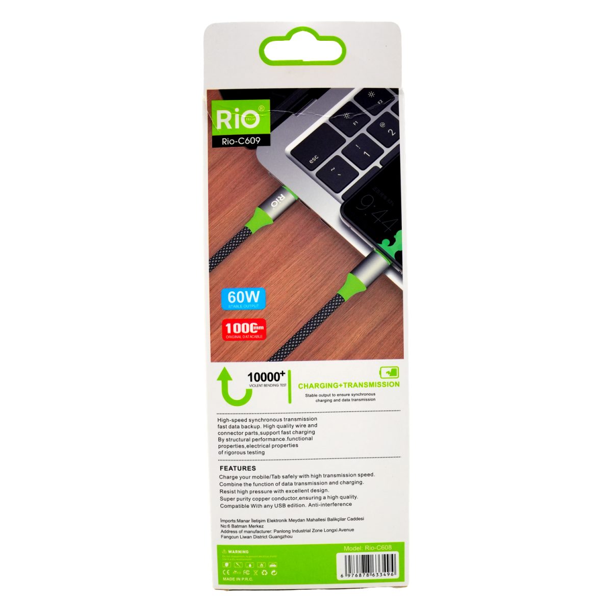 Type-C Kablo 60W Hızlı Şarj ve Data 1 Metre