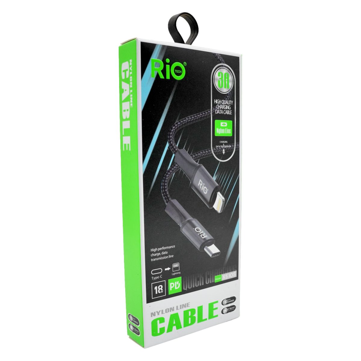 Rio Tech 3A Quick Charging USB Type-C to Lightning Data Kablosu