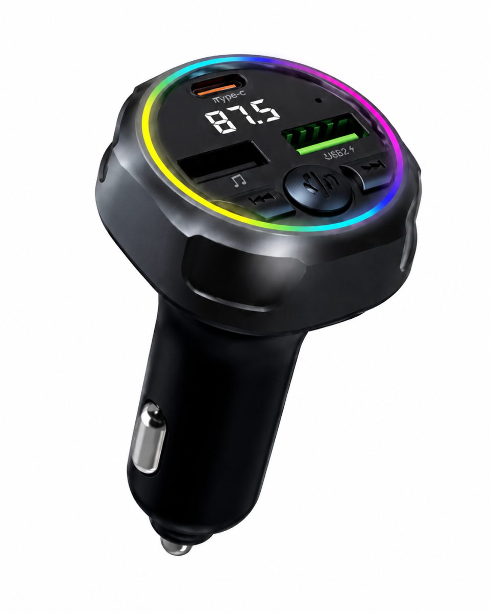 Araç FM vericisi  Bluetooth 5.0 hızlı şarj Type-C ve çift USB 48W çıkış