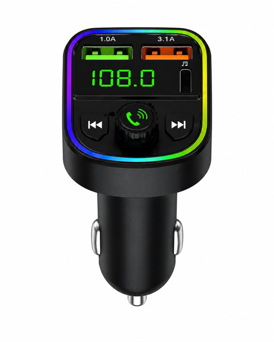 Kablosuz Araç MP3 Çalar FM Transmitter Type-C ve 2 USB Şarj Portlu