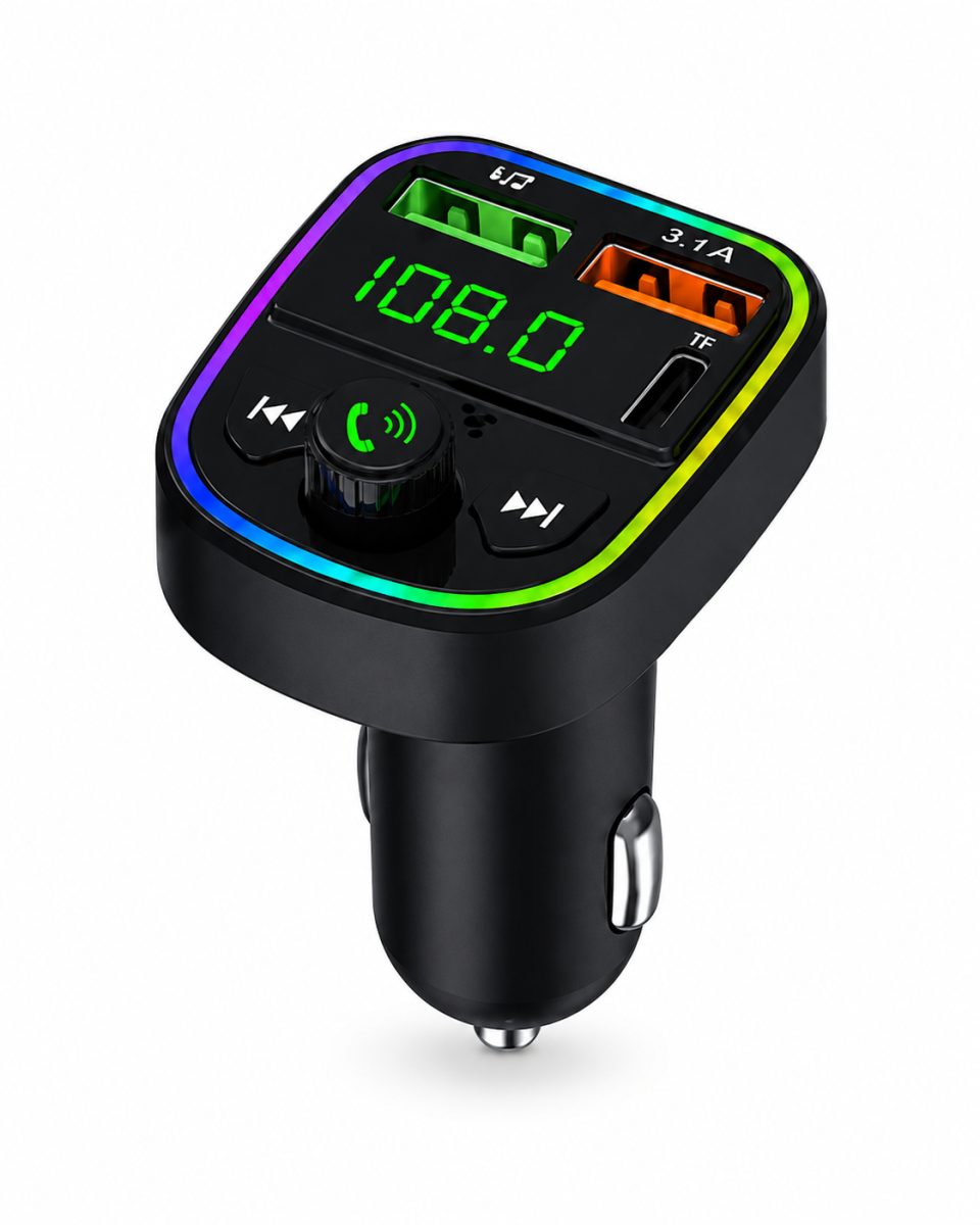 Kablosuz Araç MP3 Çalar FM Transmitter Type-C ve 2 USB Şarj Portlu