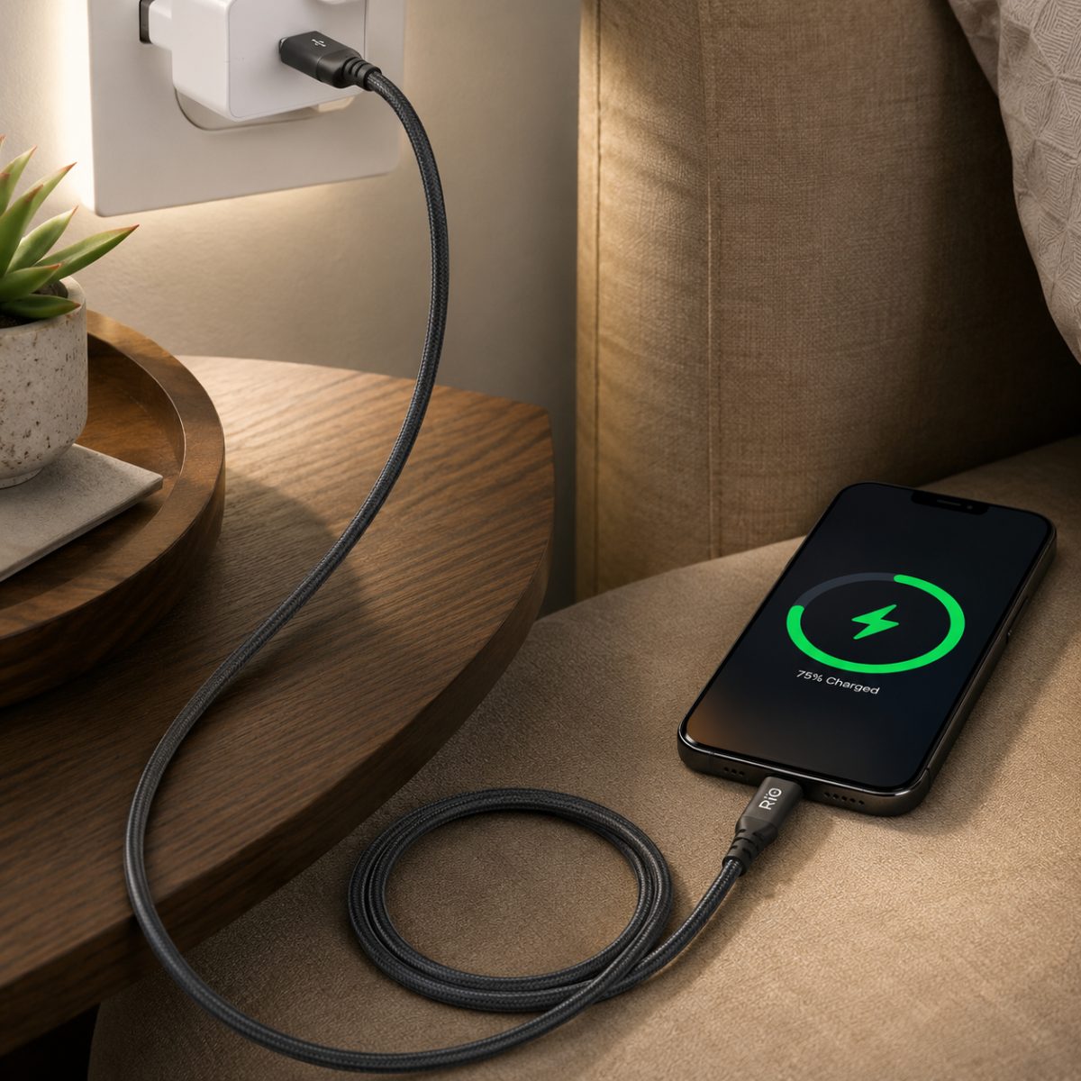 iPhone 11 uyumlu hızlı şarj ve data kablosu 2 metre nylon braid