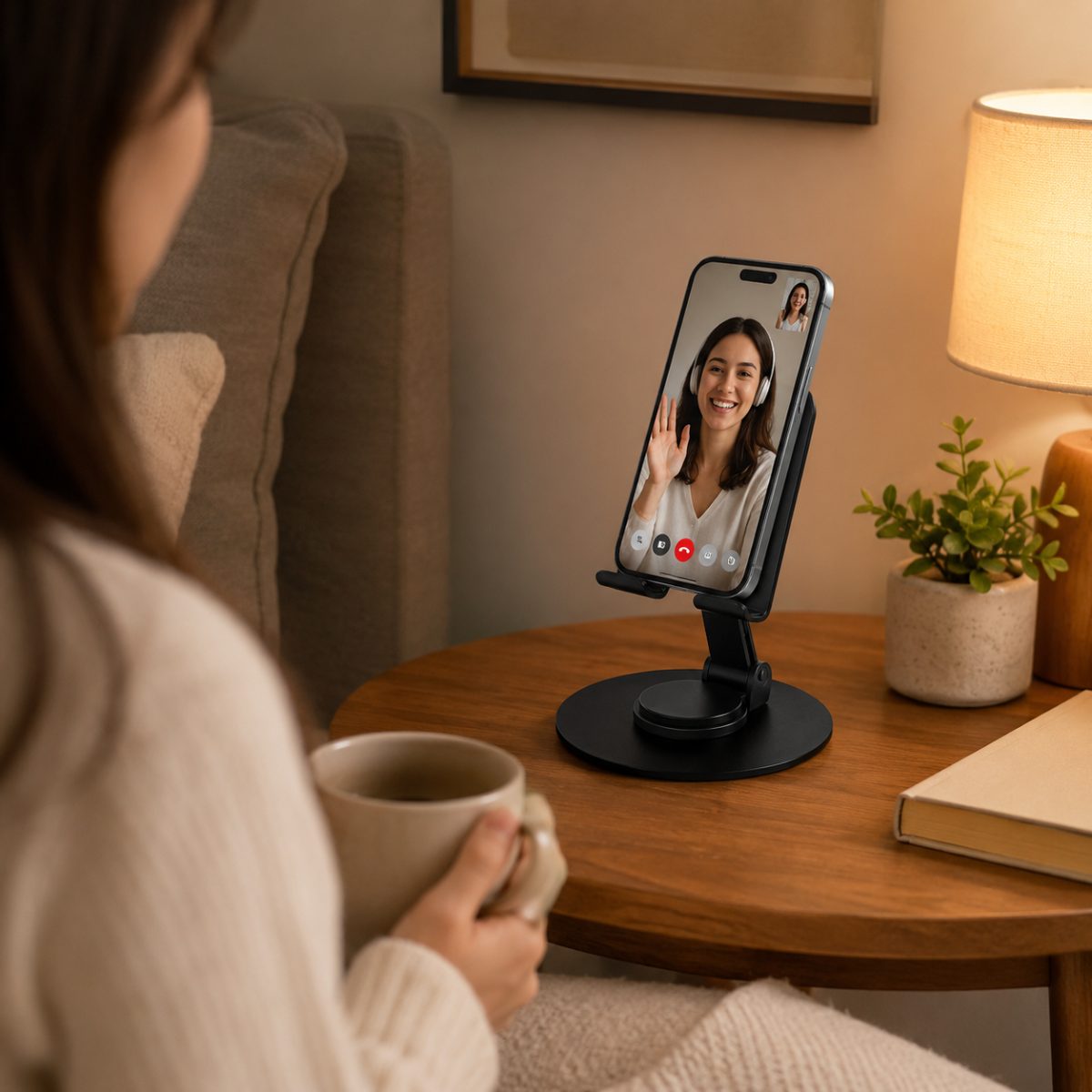 Çok Fonksiyonlu Telefon Standı  360° Dönen Kaymaz Havacılık Alaşımlı Tabanlı