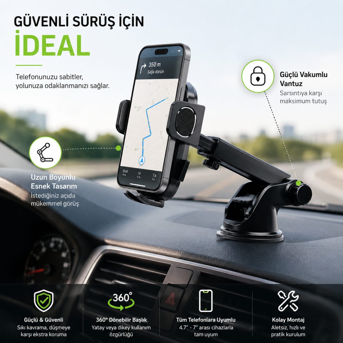 Manyetik Telefon Tutucu 360 Derece Döner Güçlü Manyetik Yüzey