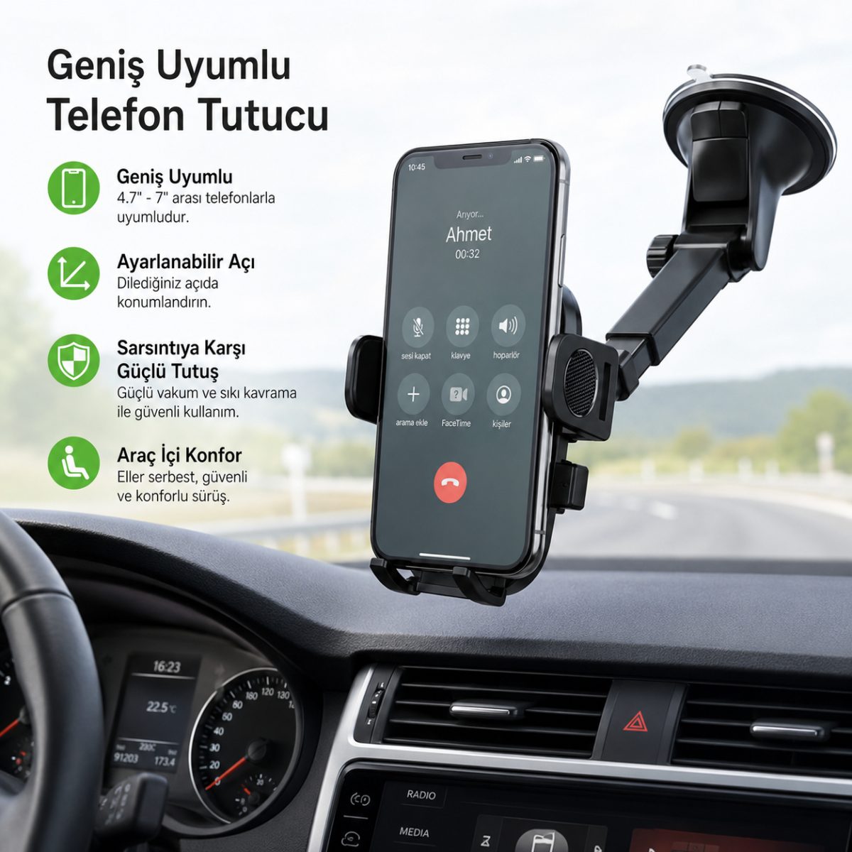 Manyetik Telefon Tutucu 360 Derece Döner Güçlü Manyetik Yüzey