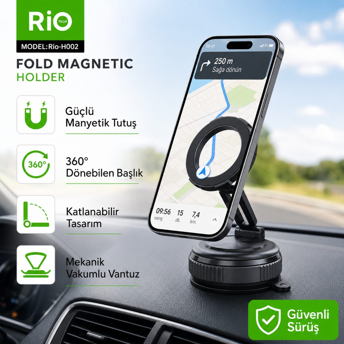 Fold Magnetic 360 Derece Döner Araç Telefon Tutucu Manyetik Tutucu
