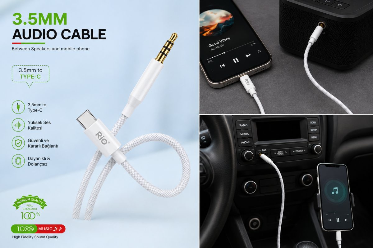 Type-C Audio ses kablosu dayanıklı tasarım ve yüksek ses kaliteli