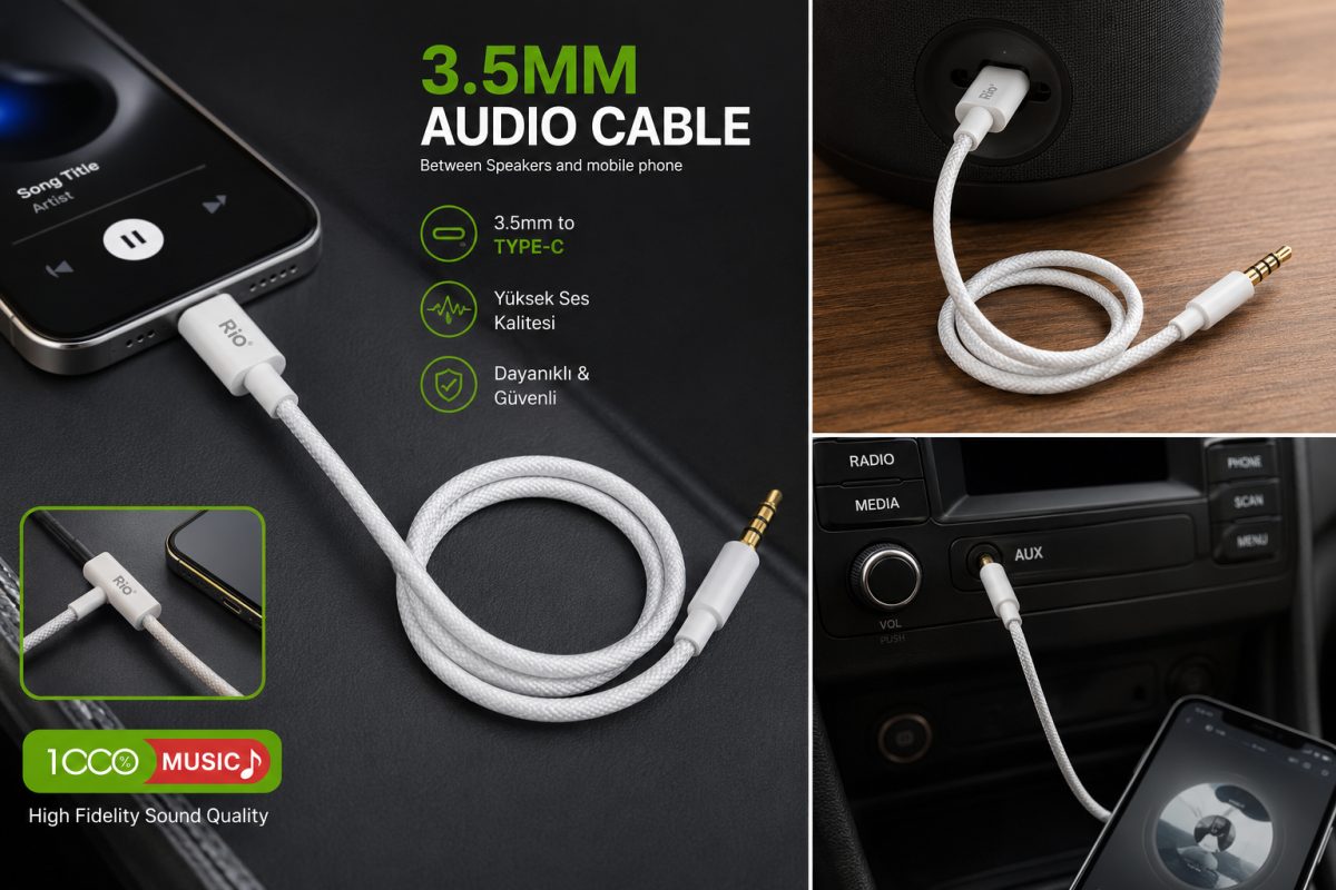 Type-C Audio ses kablosu dayanıklı tasarım ve yüksek ses kaliteli