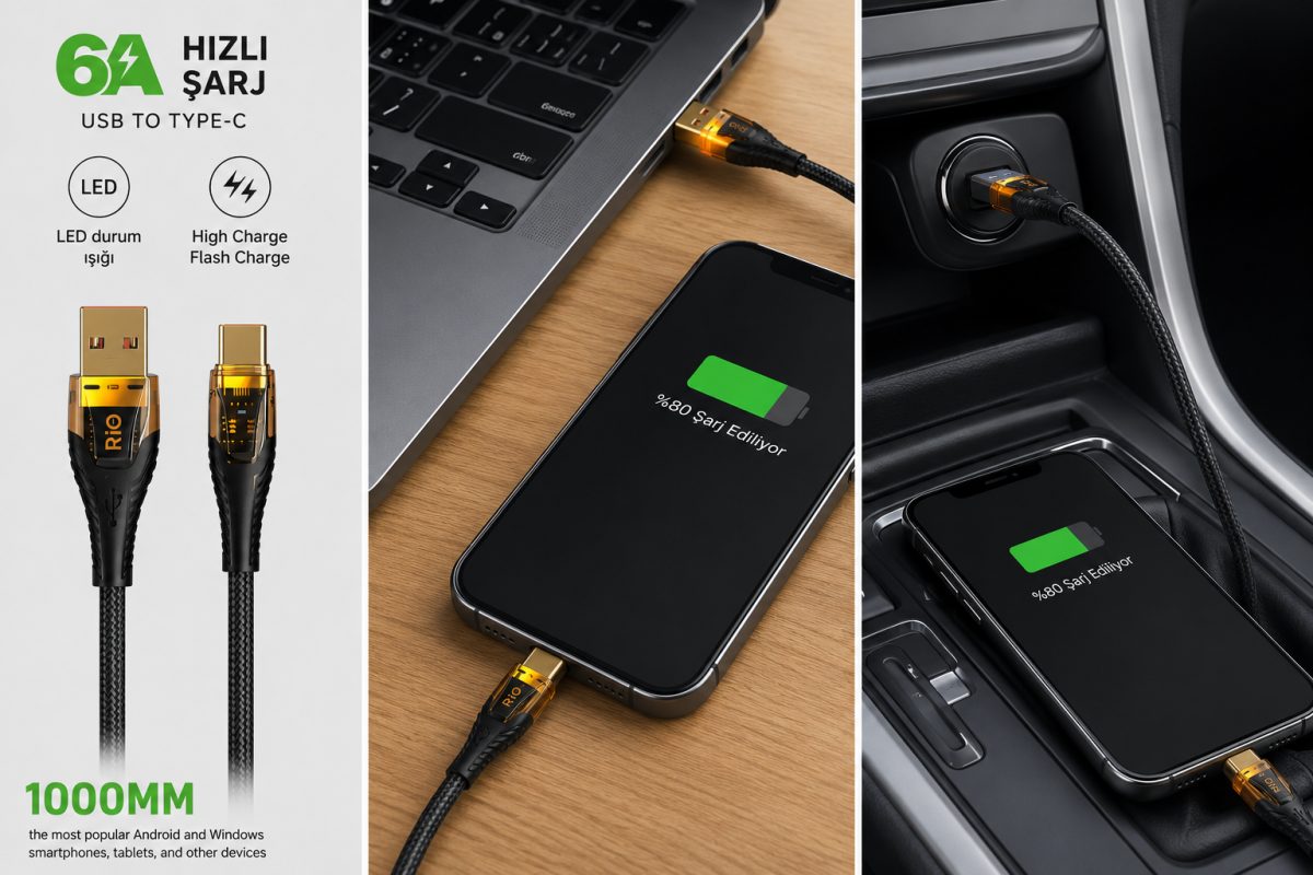 USB to Type-C Hızlı Şarj ve Veri Kablosu 1000mm