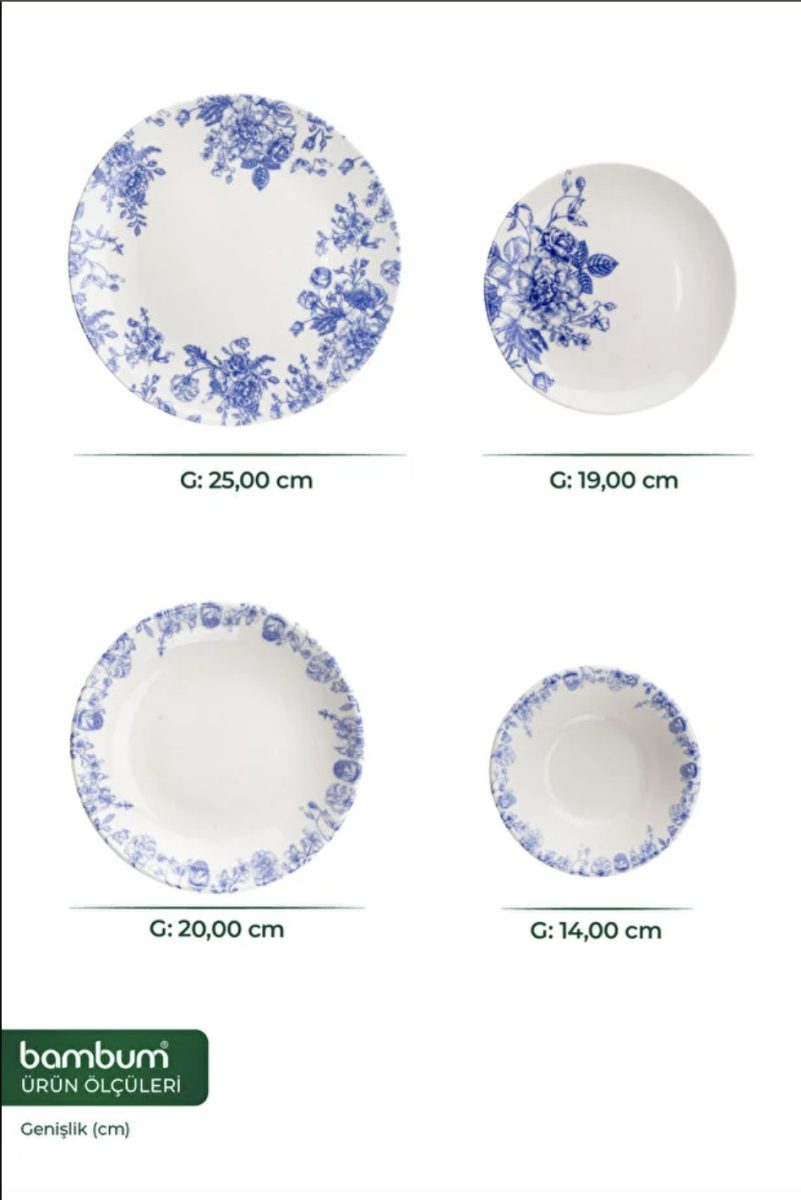Bambum Moderna 24 Parça Yemek Takımı Blue