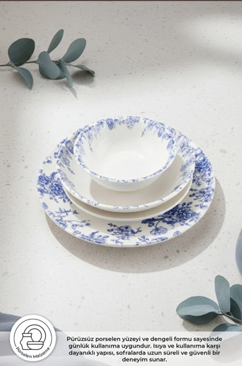 Bambum Moderna 24 Parça Yemek Takımı Blue