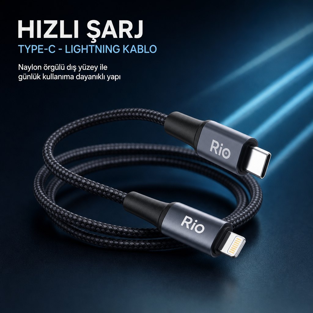 Hızlı Şarj  Type-C - Lightning Kablo 18W PD Destekli Naylon Örgülü