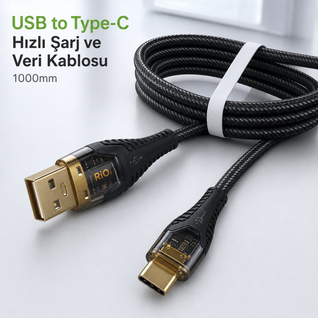 USB to Type-C Hızlı Şarj ve Veri Kablosu 1000mm