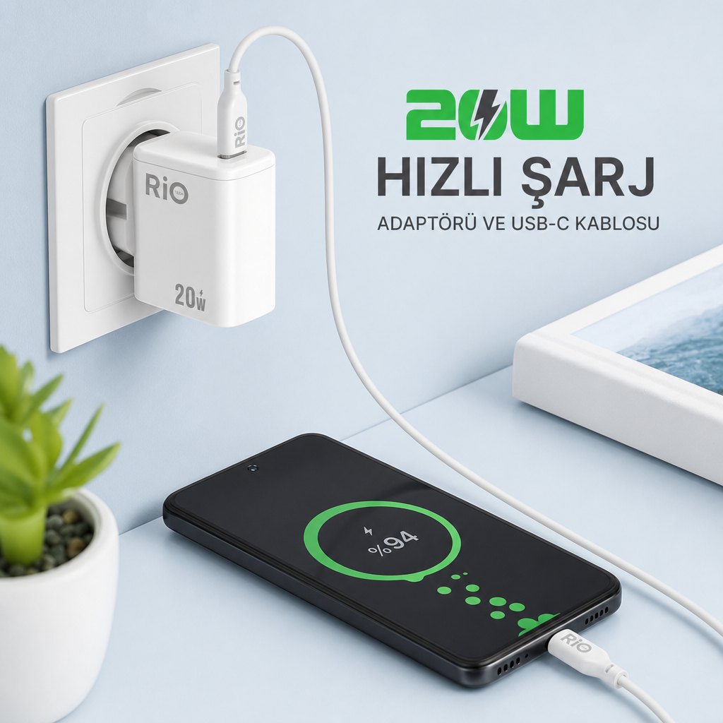 Hızlı Şarj Adaptörü ve USB-C Kablosu