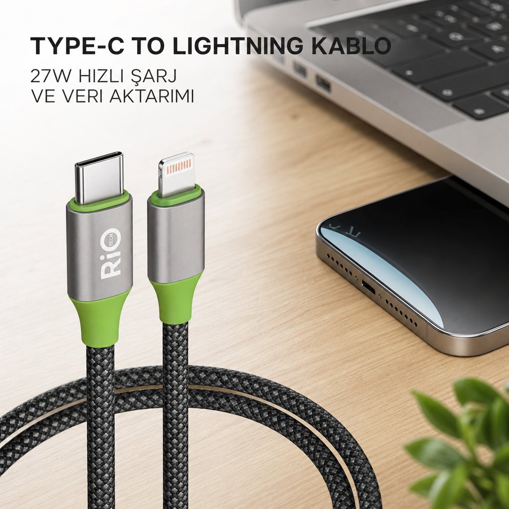 Type-C to Lightning Kablo 1m  27W Hızlı Şarj ve Veri Aktarımı