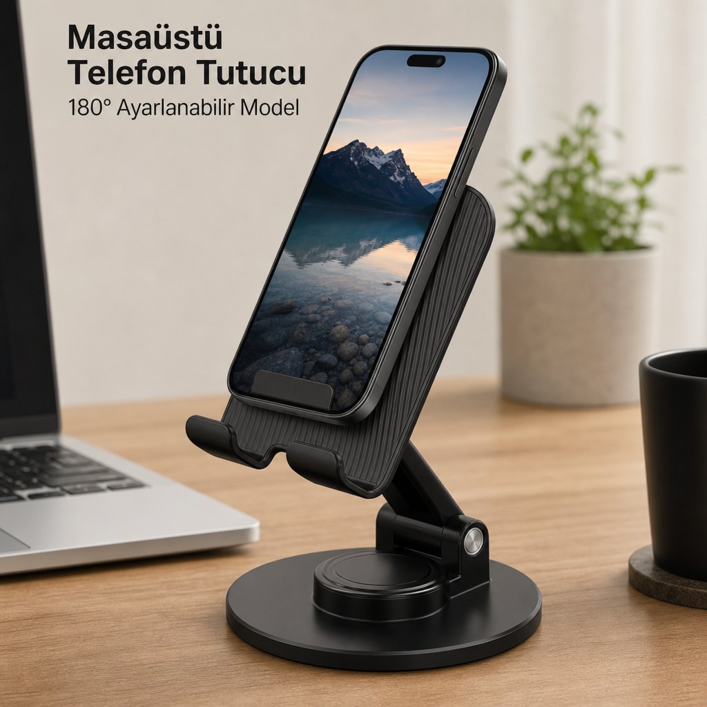 Masaüstü Telefon Tutucu Çok Fonksiyonlu 180° Ayarlanabilir Model