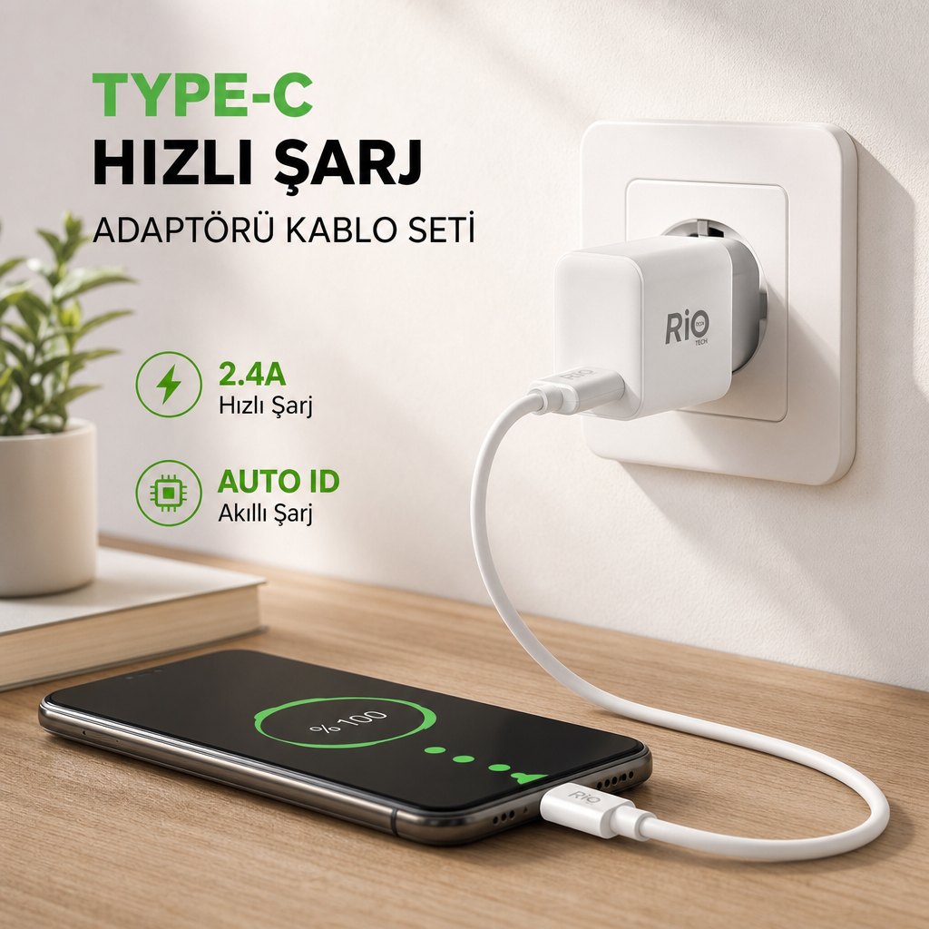 Type-C Hızlı Şarj Adaptörü Kablo Seti