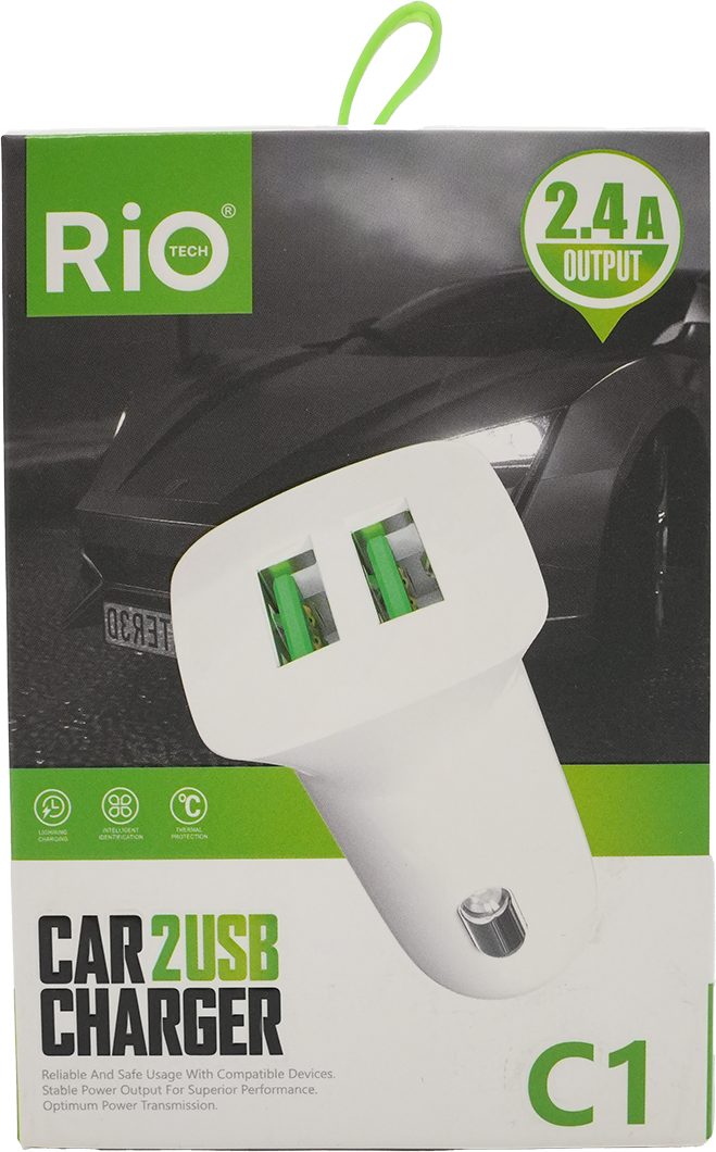 Rio Tech Çift USB Araç Şarj Cihazı 2.4A Hızlı Ve Güvenli Şarj