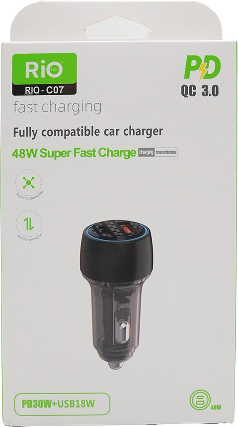 Rio Tech RIO-C07 48W Hızlı Araç Şarj Cihazı PD 3.0 QC 3.0