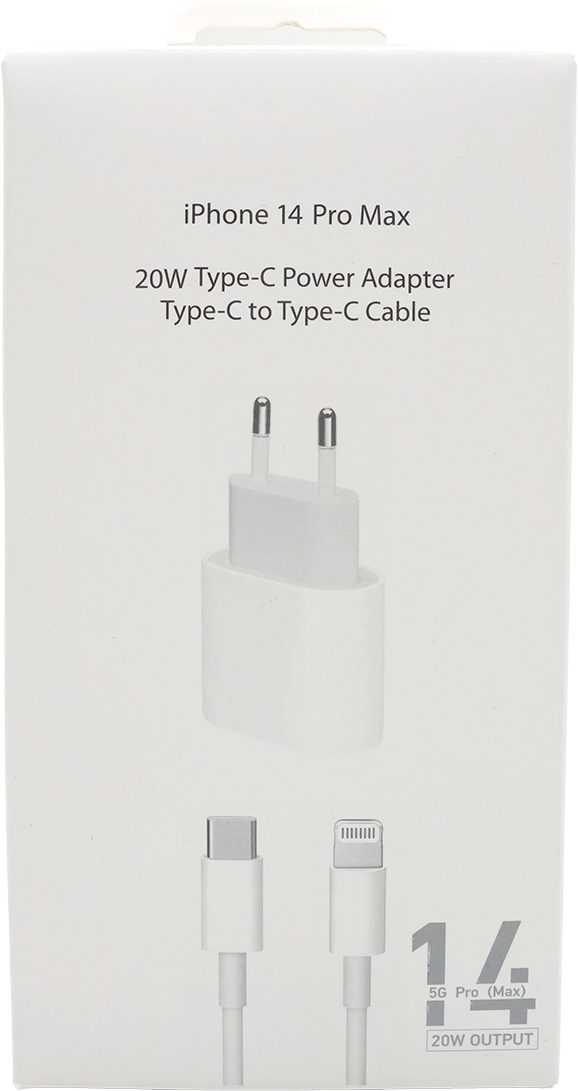 Type-C 20W hızlı şarj adaptörü ve iPhone 14 Pro Max uyumlu Type-C kablo seti