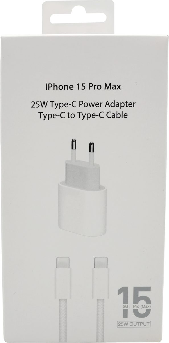 iPhone 15 Pro Max Type-C 25W Güç Adaptörü ile Type-C Şarj Kablosu Paketi
