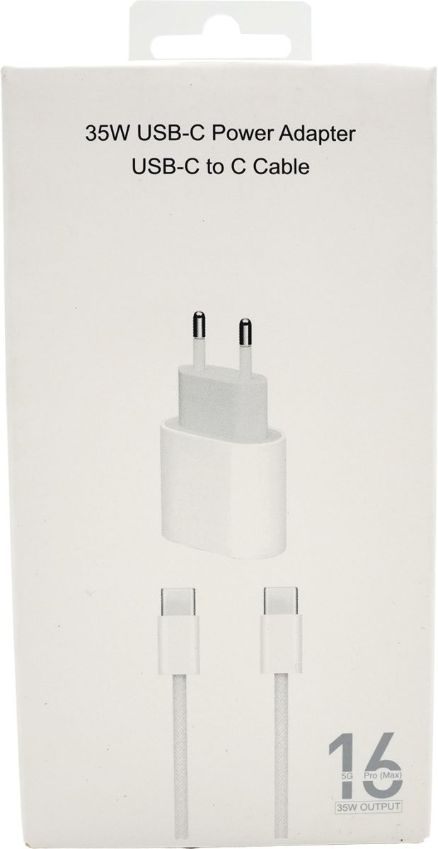 İphone 16 USB-C 35W Güç Adaptörü ve USB-C to C Kablo Seti Hızlı Şarj Destekli
