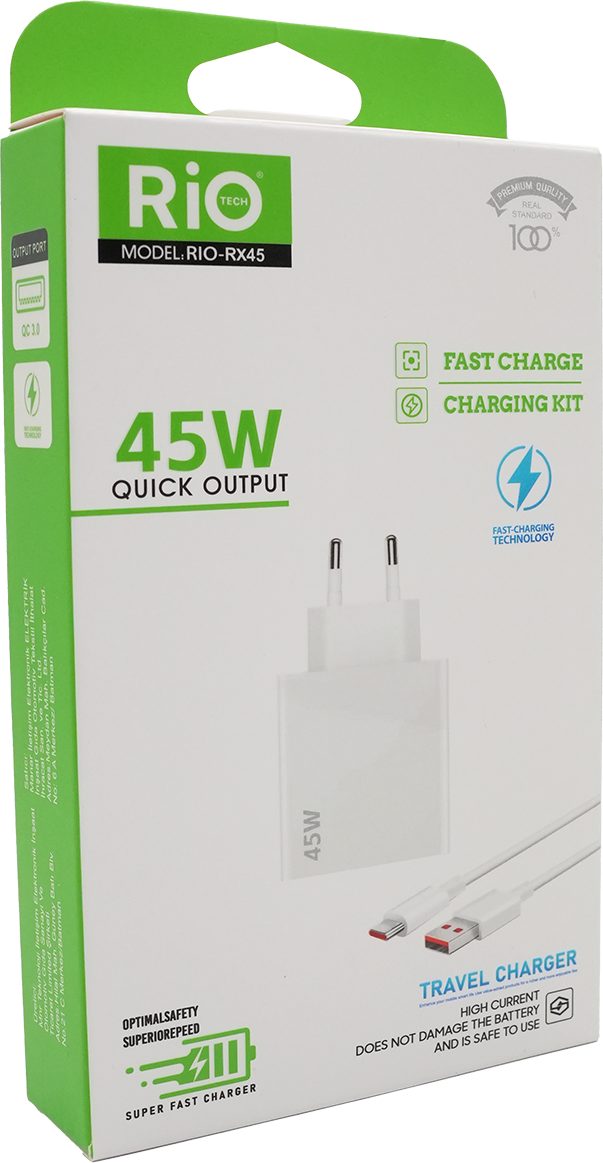 45W hızlı şarj adaptörü ve TYPE-C kablosu seti