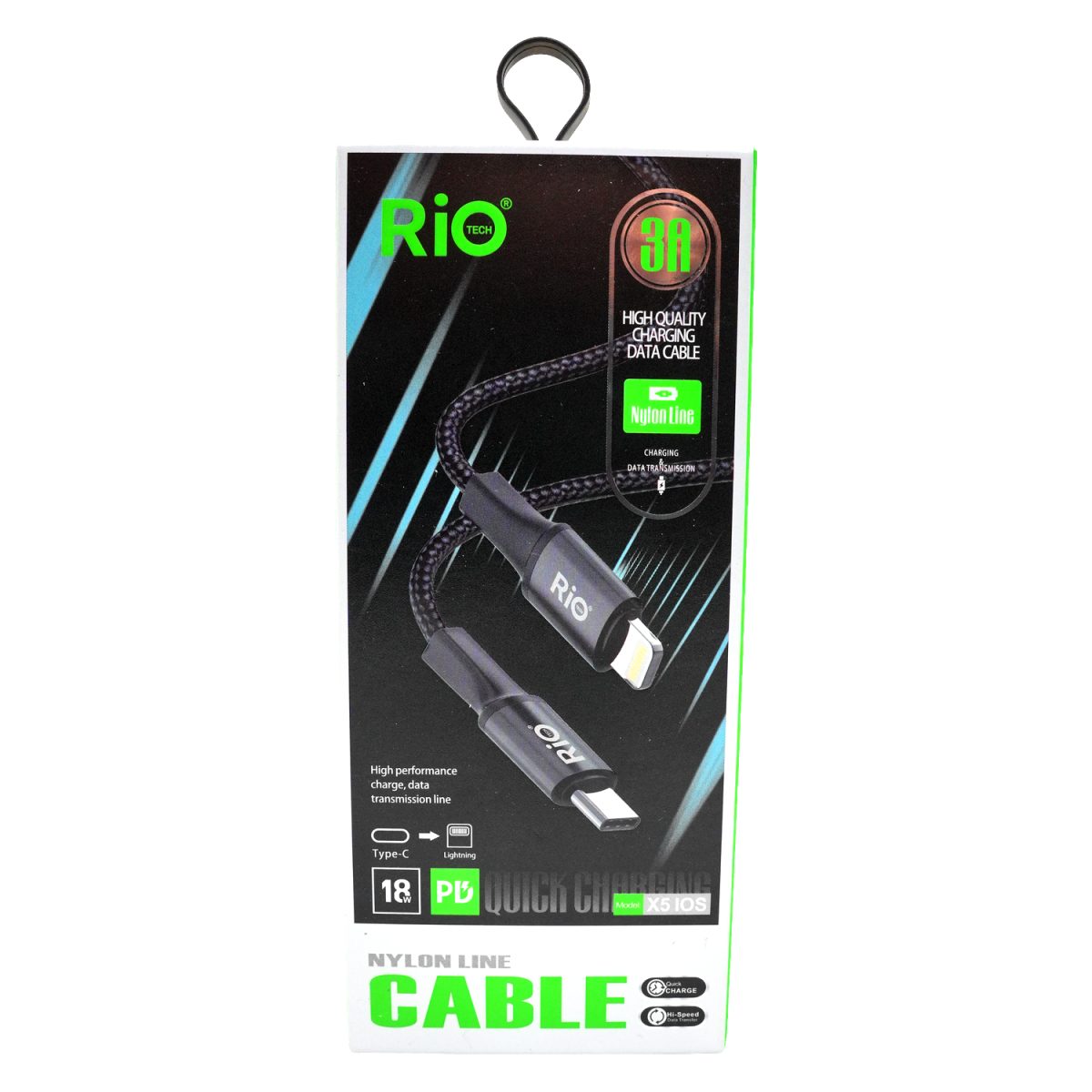 Rio Tech 3A Quick Charging USB Type-C to Lightning Data Kablosu