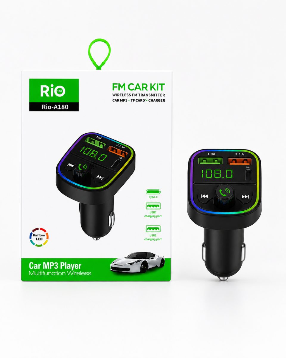 Kablosuz Araç MP3 Çalar FM Transmitter Type-C ve 2 USB Şarj Portlu