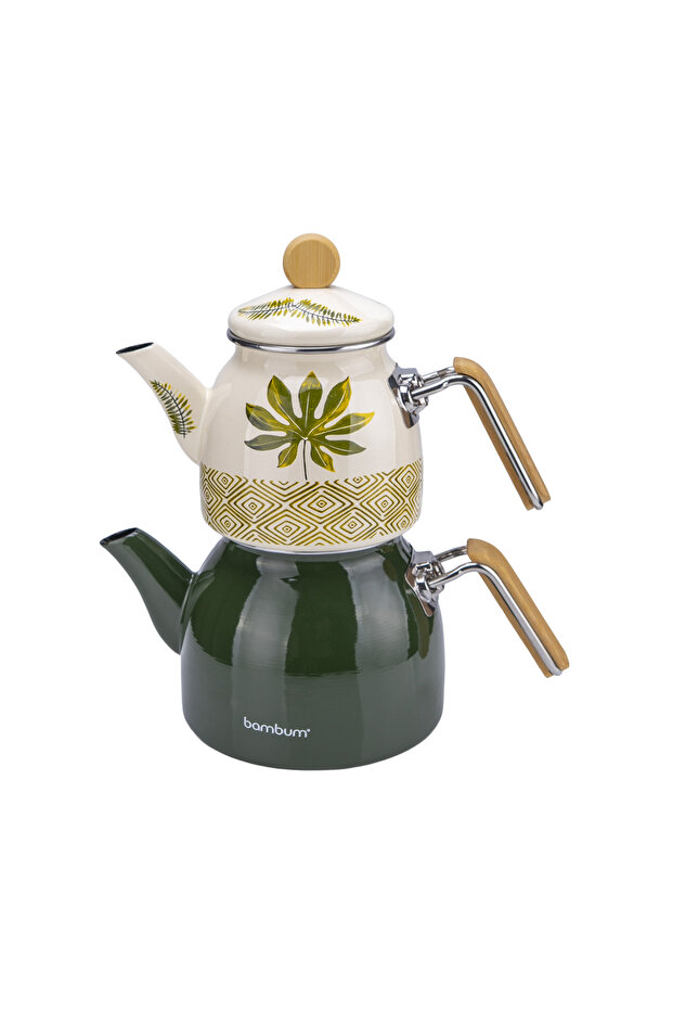 Bambum Unique Bambu Kulplu Emaye Çaydanlık Takımı Herb