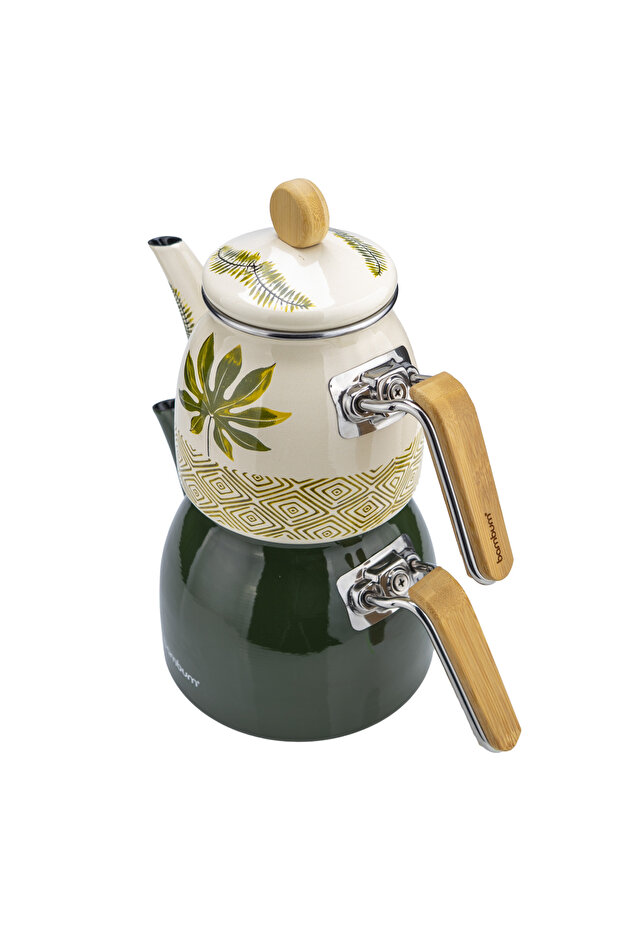 Bambum Unique Bambu Kulplu Emaye Çaydanlık Takımı Herb